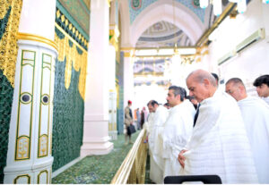 Prime Minister Muhammad Shehbaz Sharif offers Friday Prayer at Masjid e Nabvi