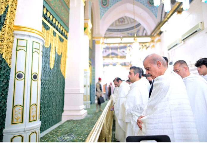 Prime Minister Muhammad Shehbaz Sharif offers Friday Prayer at Masjid e Nabvi