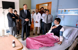 Federal Minister for Planning Development & Special Initiatives Prof. Ahsan Iqbal is visiting the Cancer Care Hospital Raiwind