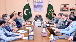 President Asif Ali Zardari chairing a meeting on the law and order situation in Balochistan