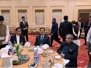 Chairman Senate Syed Yousaf Raza Gilani and Speaker National Assembly Sardar Ayaz Sadiq and other dignitaries at the Iftar dinner hosted by Habib Rafique Group.