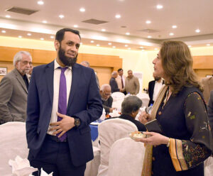 Federal Minister for Information and Broadcasting Atta Tarar at an Iftar hosted by former Federal Information Secretary Anwer Mahmood for senior media persons and senior serving and retired officers