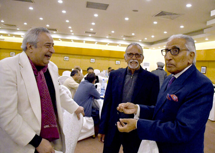 SAPM Tariq Fatmi and Saeed Mehdi, former Principal Secretary to PM at an Iftar hosted by former Federal Information Secretary Anwer Mahmood for senior media persons and senior serving and retired officers