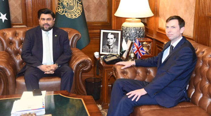 Newly designated British Deputy High Commissioner, Lance Gavin Domm calls on Sindh Governor Kamran Khan Tessori at Governor House