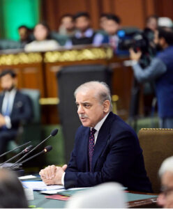 Prime Minister Muhammad Shehbaz Sharif addresses the special meeting of the Federal Cabinet, convened to review the 1 year performance of the Federal Government