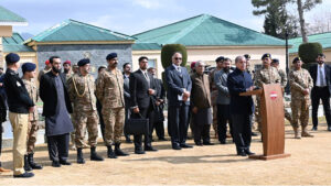 Prime Minister Muhammad Shehbaz Sharif addresses the soldiers who conducted the successful operation of Jaffar Express hijack