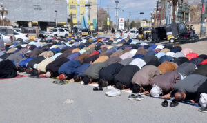 People offering first Friday prayers of Holy month Ramadan’s at Kabir Building