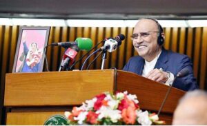 President Asif Ali Zardari addressing the Joint Session of the Parliament at the beginning of the 2nd Parliamentary Year at Parliament House.