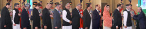 President Asif Ali Zardari conferring the awards of Tamgha-i-Imtiaz during the investiture ceremony to confer the insignias of civil awards, at Aiwan-e-Sadr.