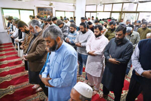 People offering first Friday prayers of Holy month Ramadan’s at Kabir Building