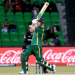 South Africa batter David Miller plays shot (scored century) during the ICC Champions Trophy one-day international (ODI) semi-final cricket match between New Zealand and South Africa at the Gaddafi Stadium. New Zealand won the match by 50 runs and secured its place in final with India